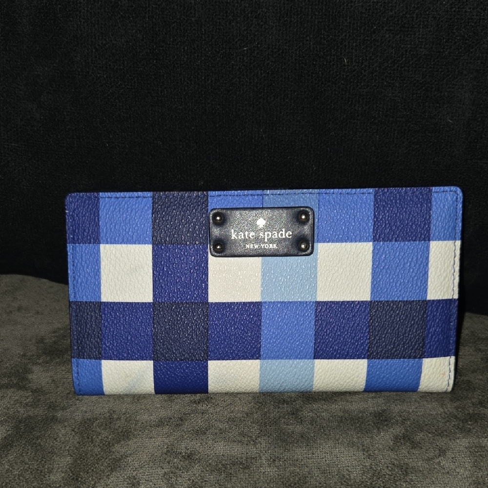 Kate Spade Blue and White Plaid Wallet